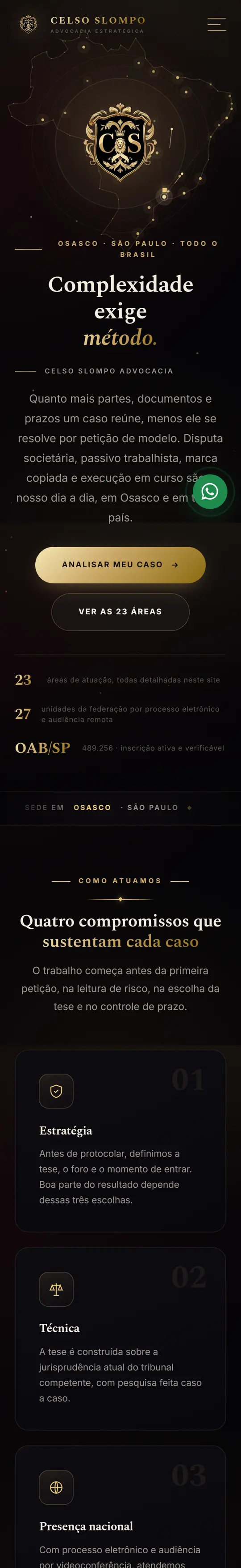 Site Celso Slompo Advocacia no celular